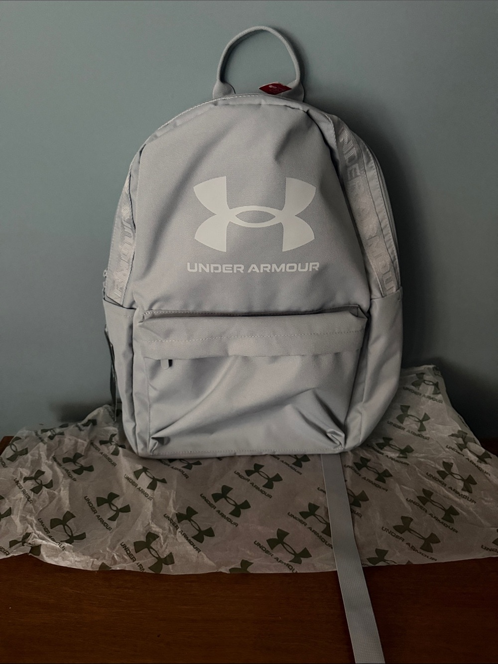 Under Armour Light Gray/Light Purple Backpack with Front Zip Pocket